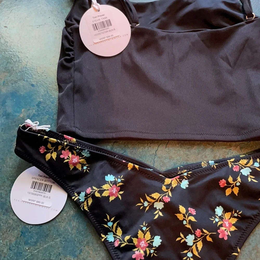 NWT Tori Praver black swim tankini stevie Spencer small